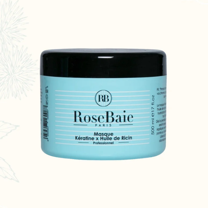 bleu .ROSEBAIE MASQUE HUILE DE RICIN X KERATINE 500ML