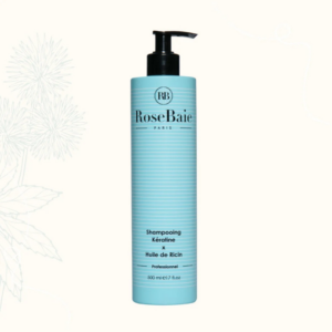 bleu .ROSEBAIE SHAMPOING HUILE DE RICIN X KERATINE 500 ML